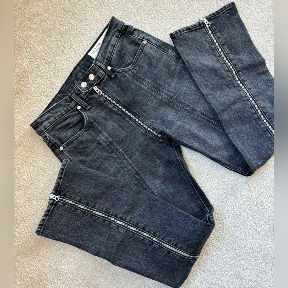 RAG&BONE BLACK BAIN IVER PANT JEANS size 26 - Picture 4 of 8